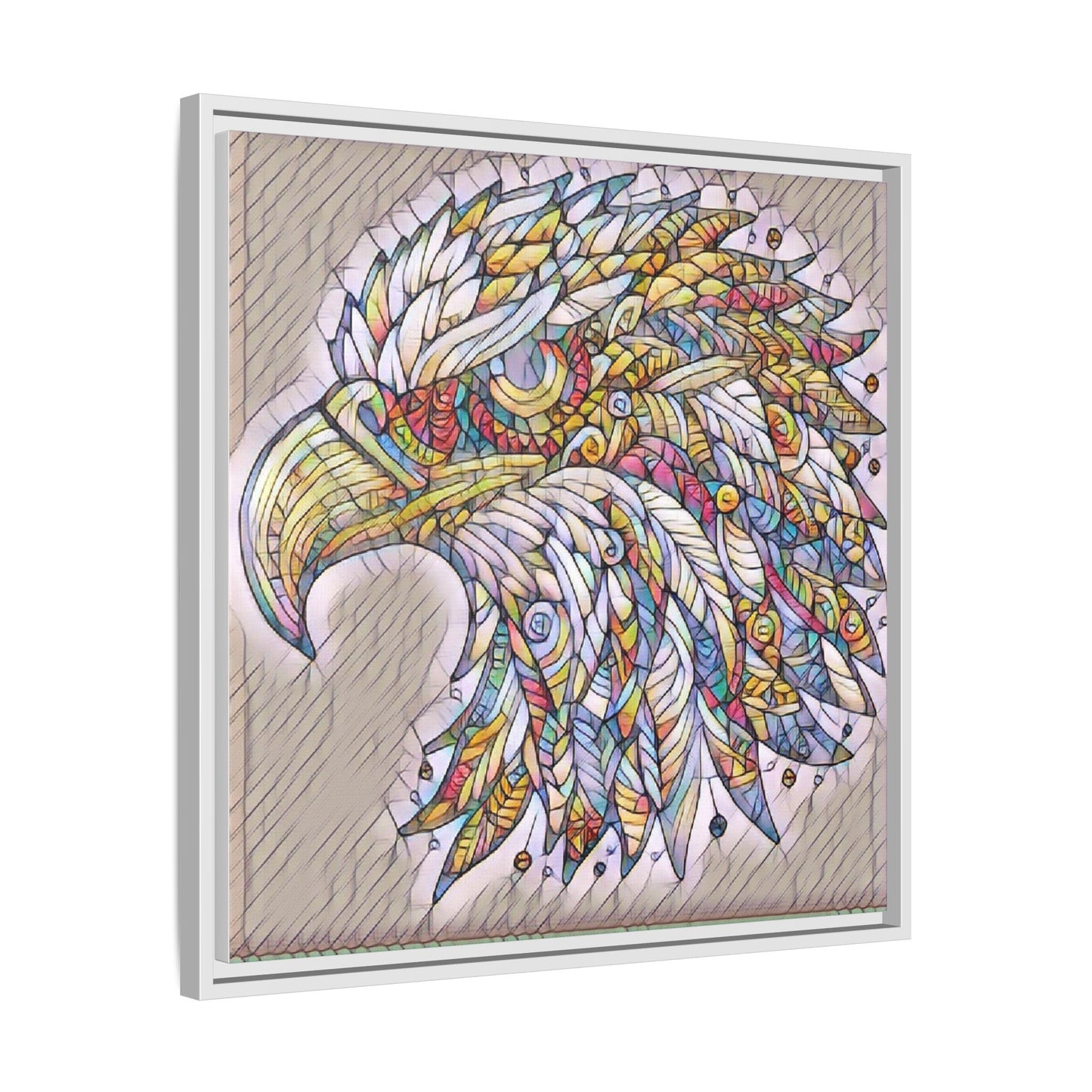 Colorful Eagle Head Matte Framed Canvas Art