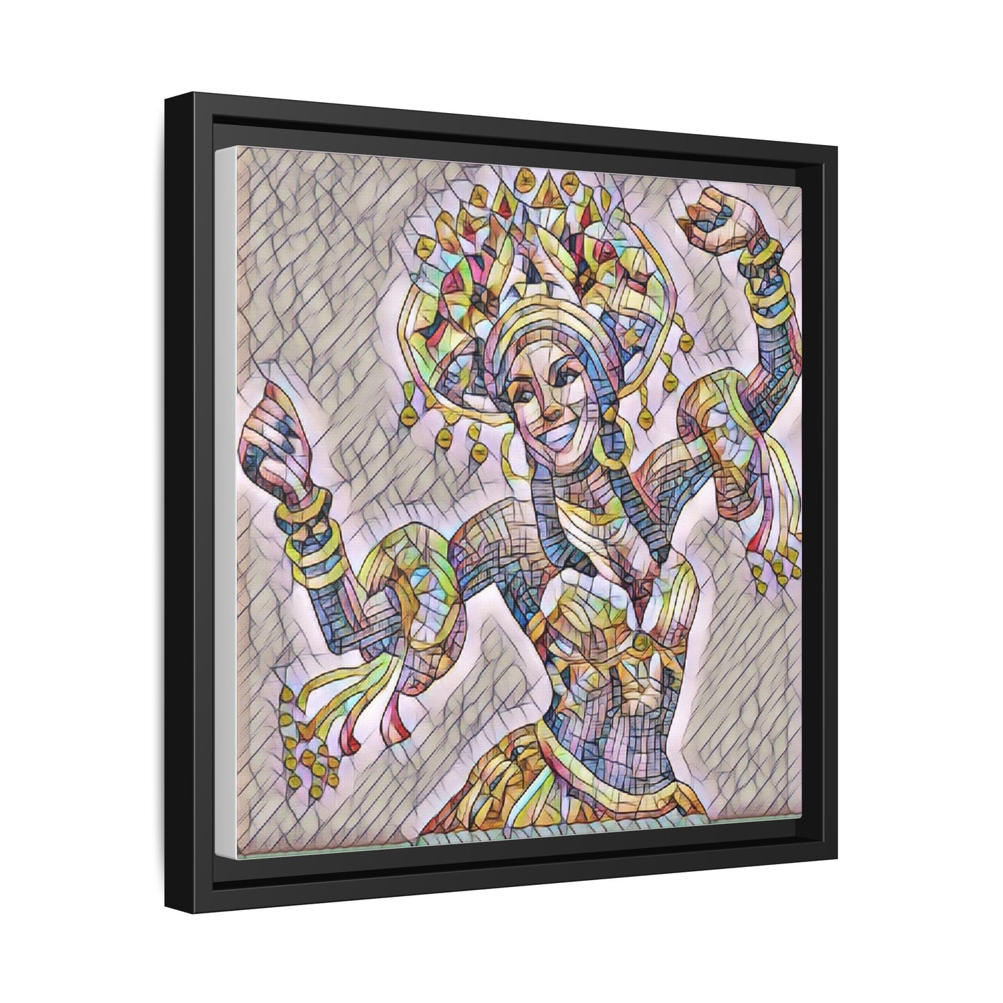 Framed Matte Canvas: Colorful Carnival Dancer Artwork – Vibrant Ethnic Dance Wall Art