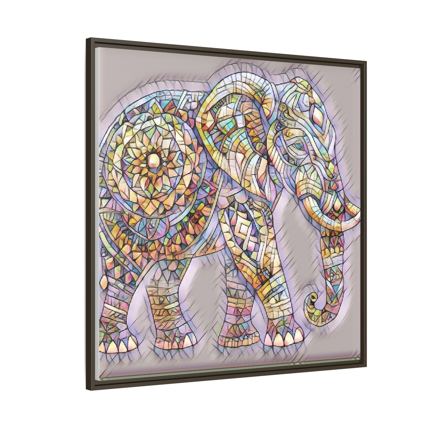 Colorful Mosaic Elephant Framed Canvas Print
