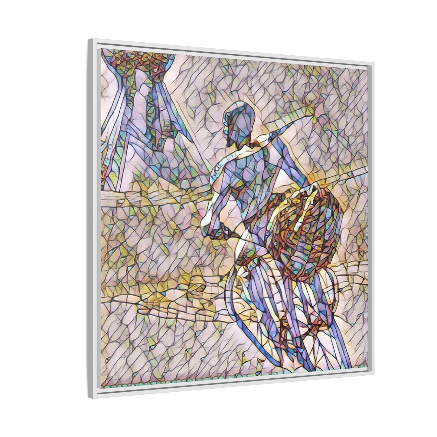 Abstract Stained-Glass Warrior Matte Framed Canvas