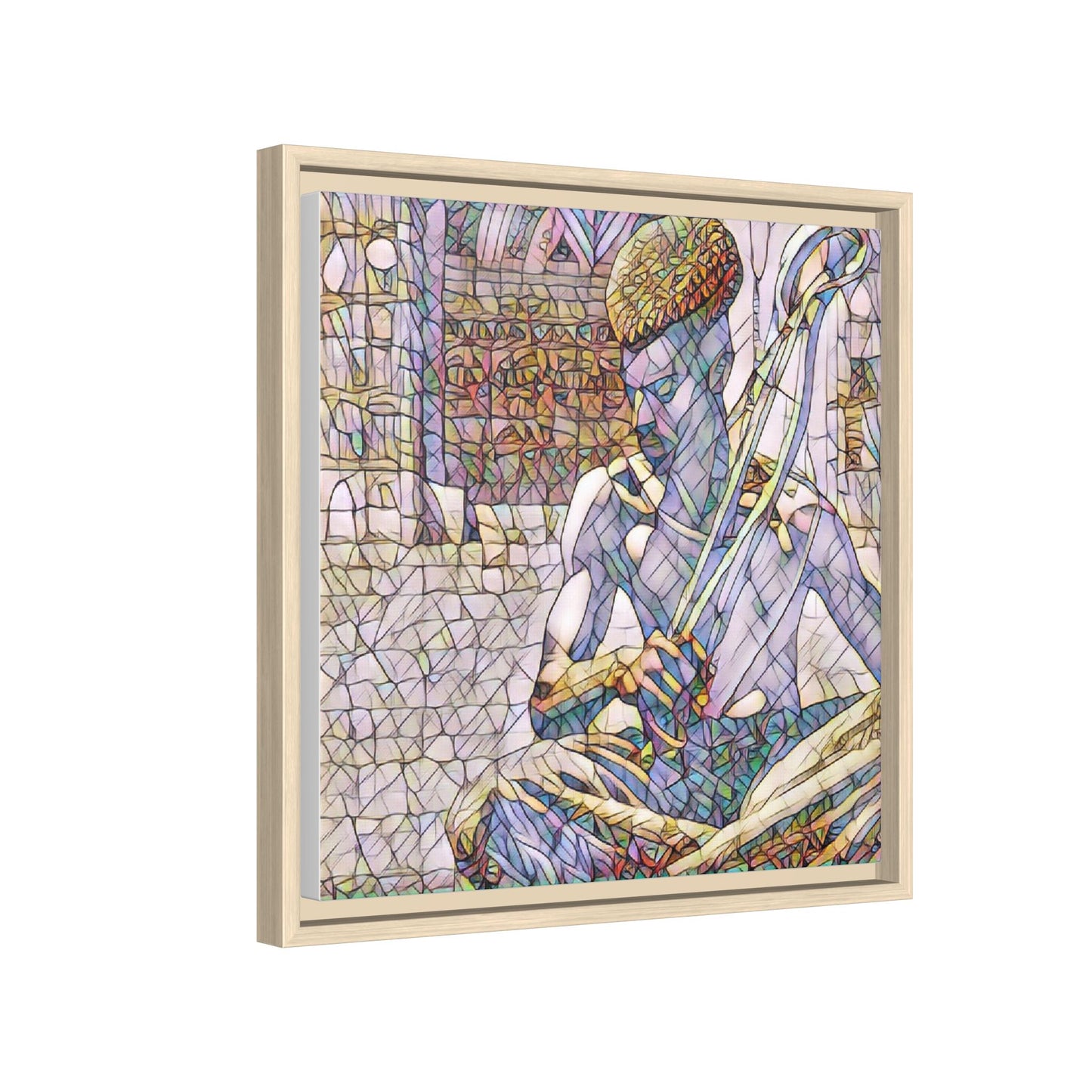 Framed Matte Canvas Art – Stained-Glass Style Musician Print