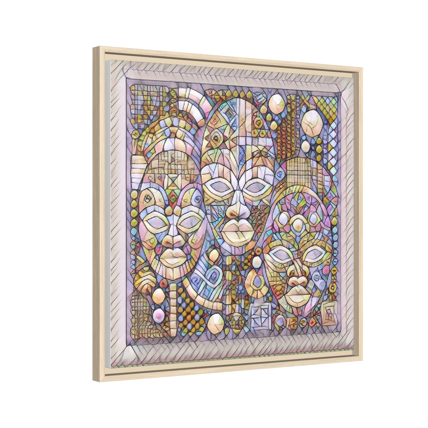 Abstract African Mask Art — Framed Matte Canvas Wall Art