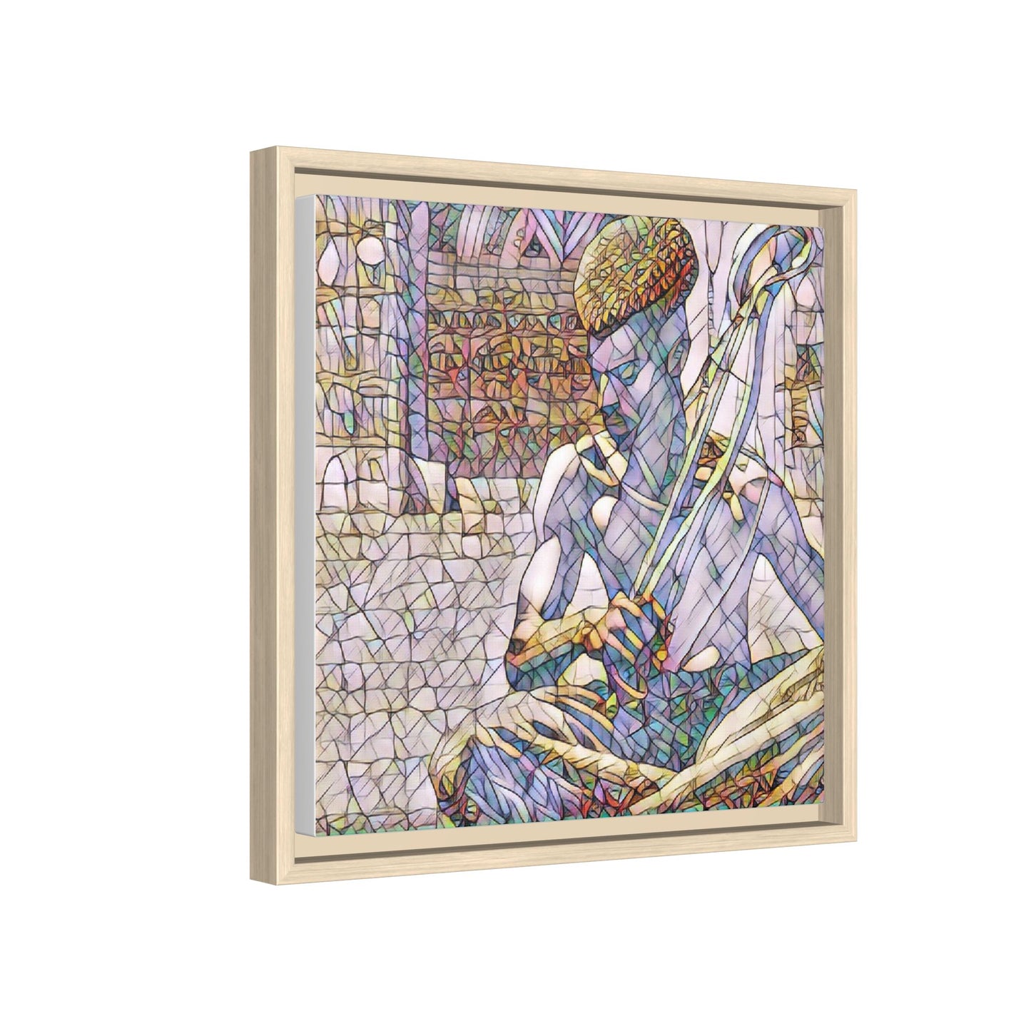 Framed Matte Canvas Art – Stained-Glass Style Musician Print