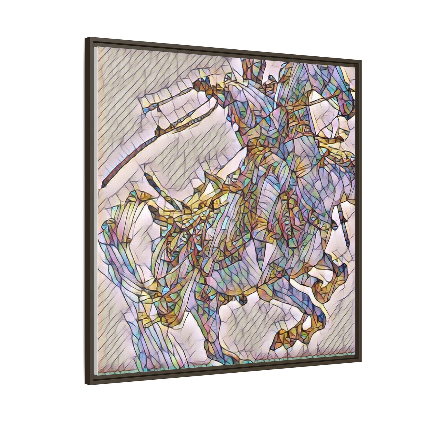 Framed Abstract Stained-Glass Horse Canvas