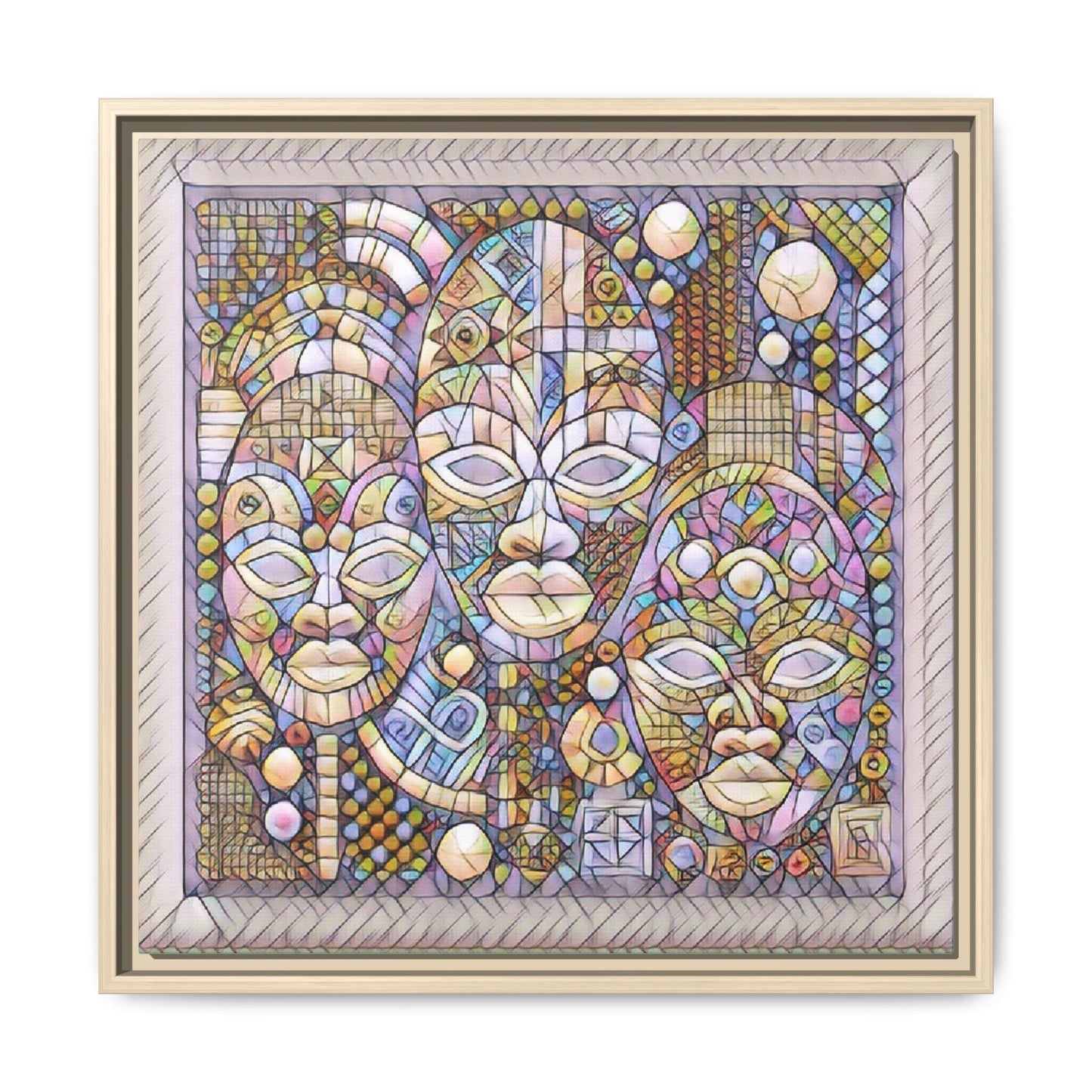 Abstract African Mask Art — Framed Matte Canvas Wall Art