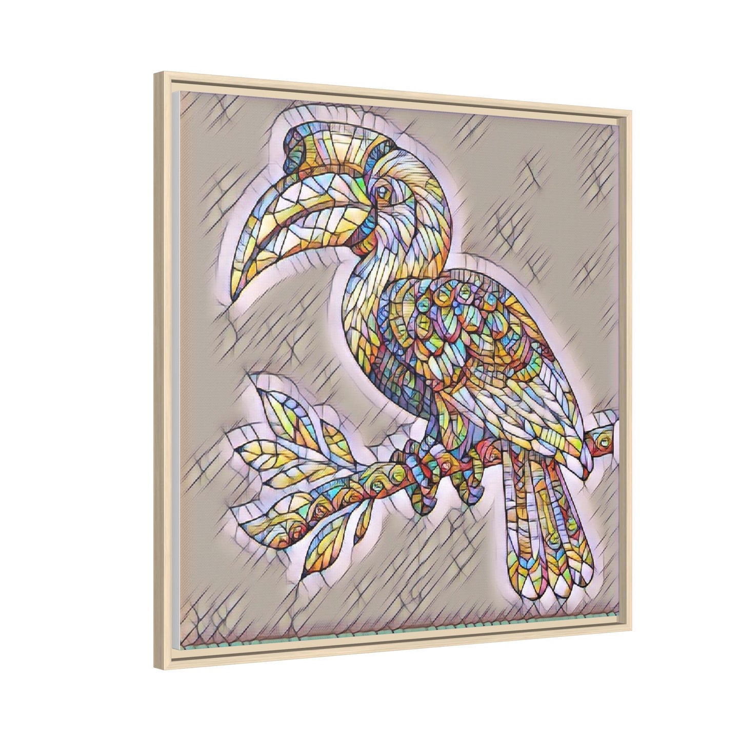 Colorful Stained Glass Toucan Matte Canvas Framed Wall Art