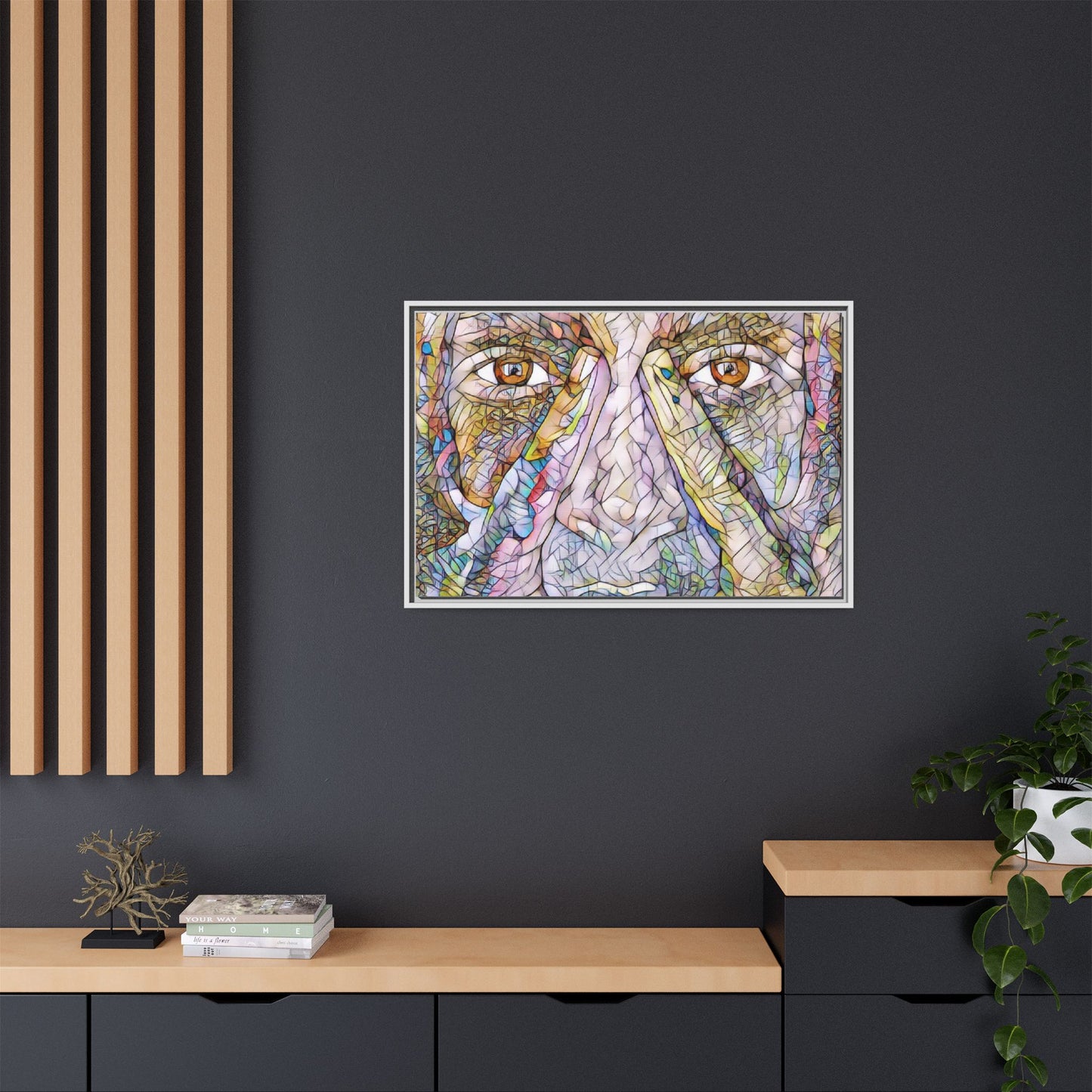 Abstract Stained-Glass Face Matte Canvas Framed Wall Art