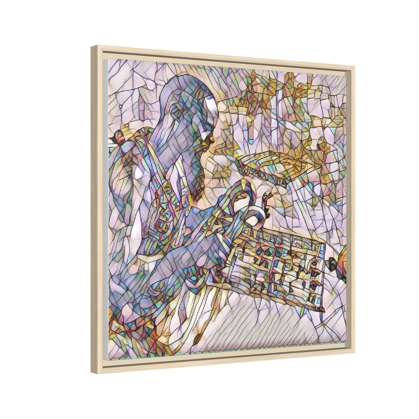 Framed Matte Canvas Art – Abstract Musician with Keyboard (Multi-Color)