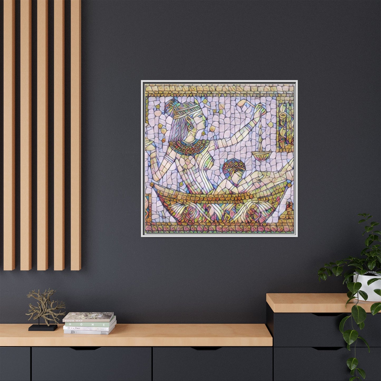 Egyptian Mosaic Goddess Matte Canvas Print (Framed)