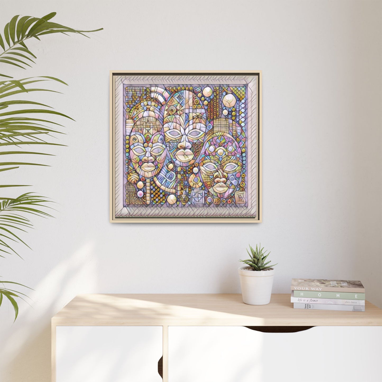 Abstract African Mask Art — Framed Matte Canvas Wall Art