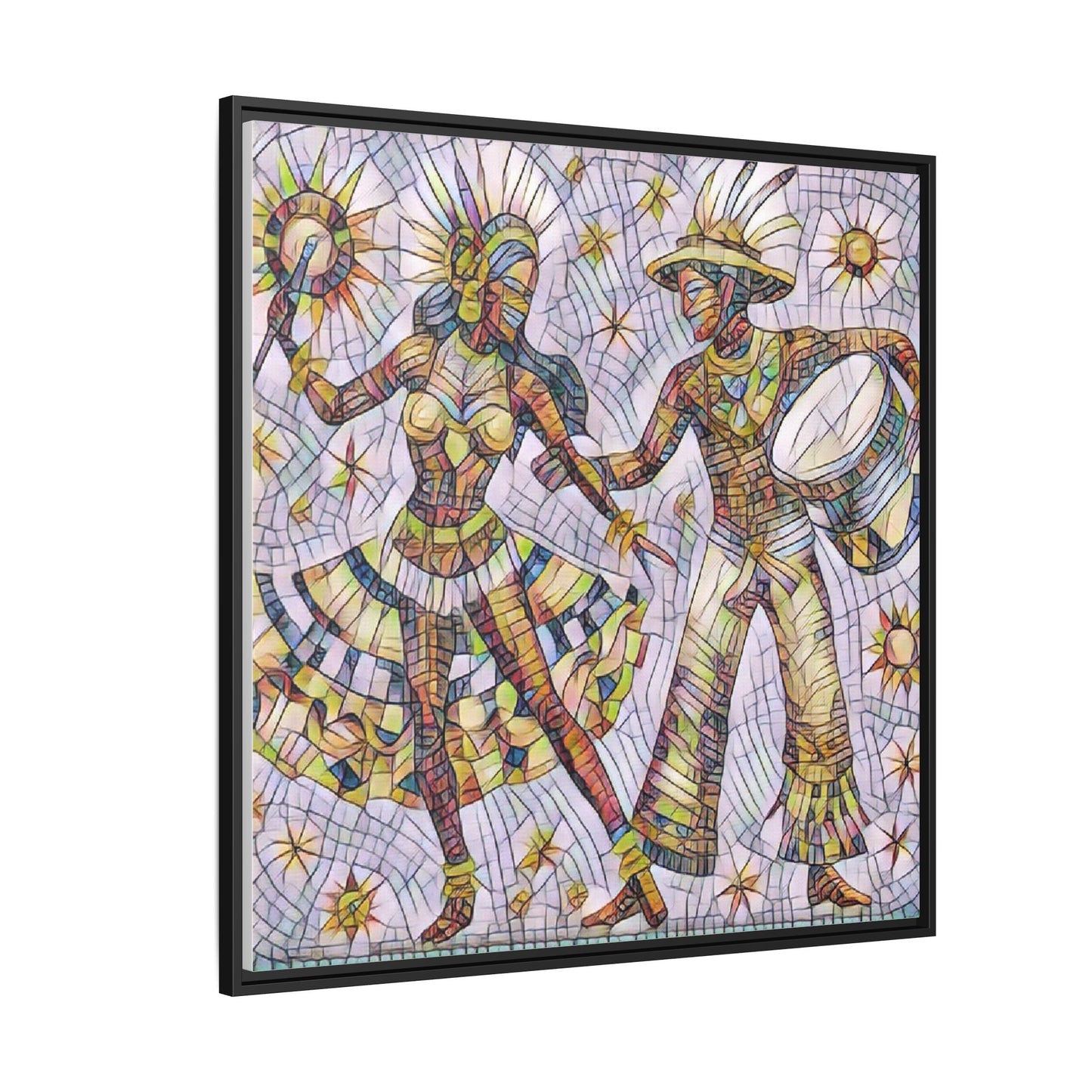 Carnival Dancers Framed Canvas Art — Colorful Samba Rhythm Wall Decor