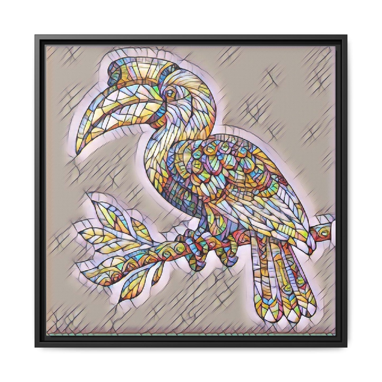 Colorful Stained Glass Toucan Matte Canvas Framed Wall Art