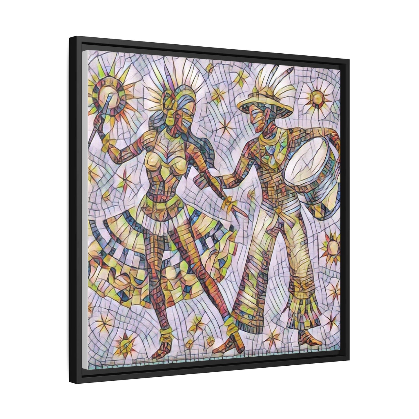 Carnival Dancers Framed Canvas Art – Colorful Samba Couple Print