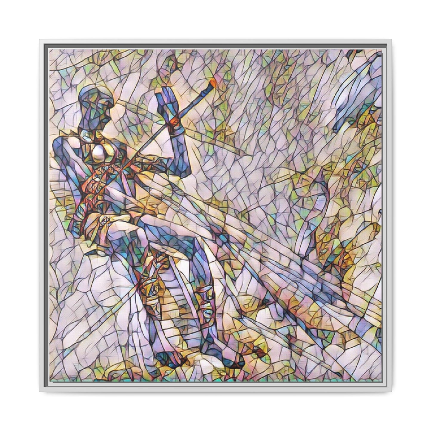 Abstract Stained-Glass Warrior Framed Canvas