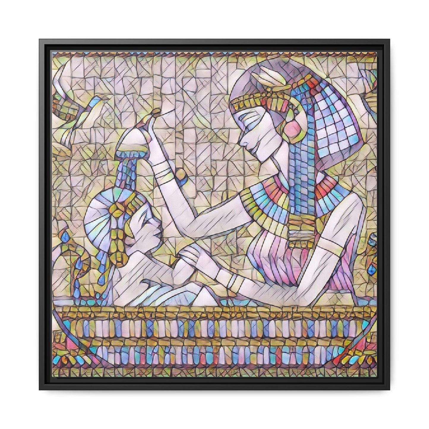 Egyptian Mosaic Mother & Child Framed Matte Canvas