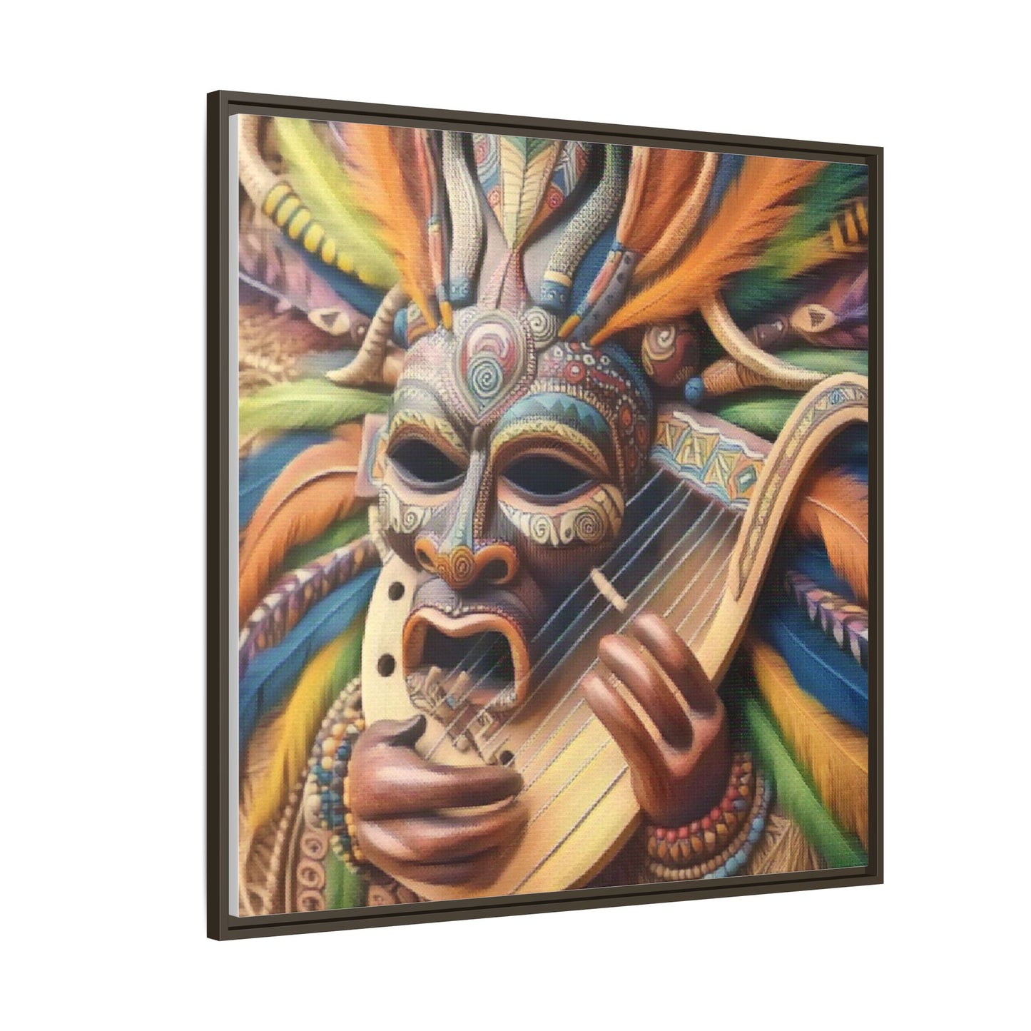 Colorful Tribal Mask Canvas — Framed Matte Wall Art