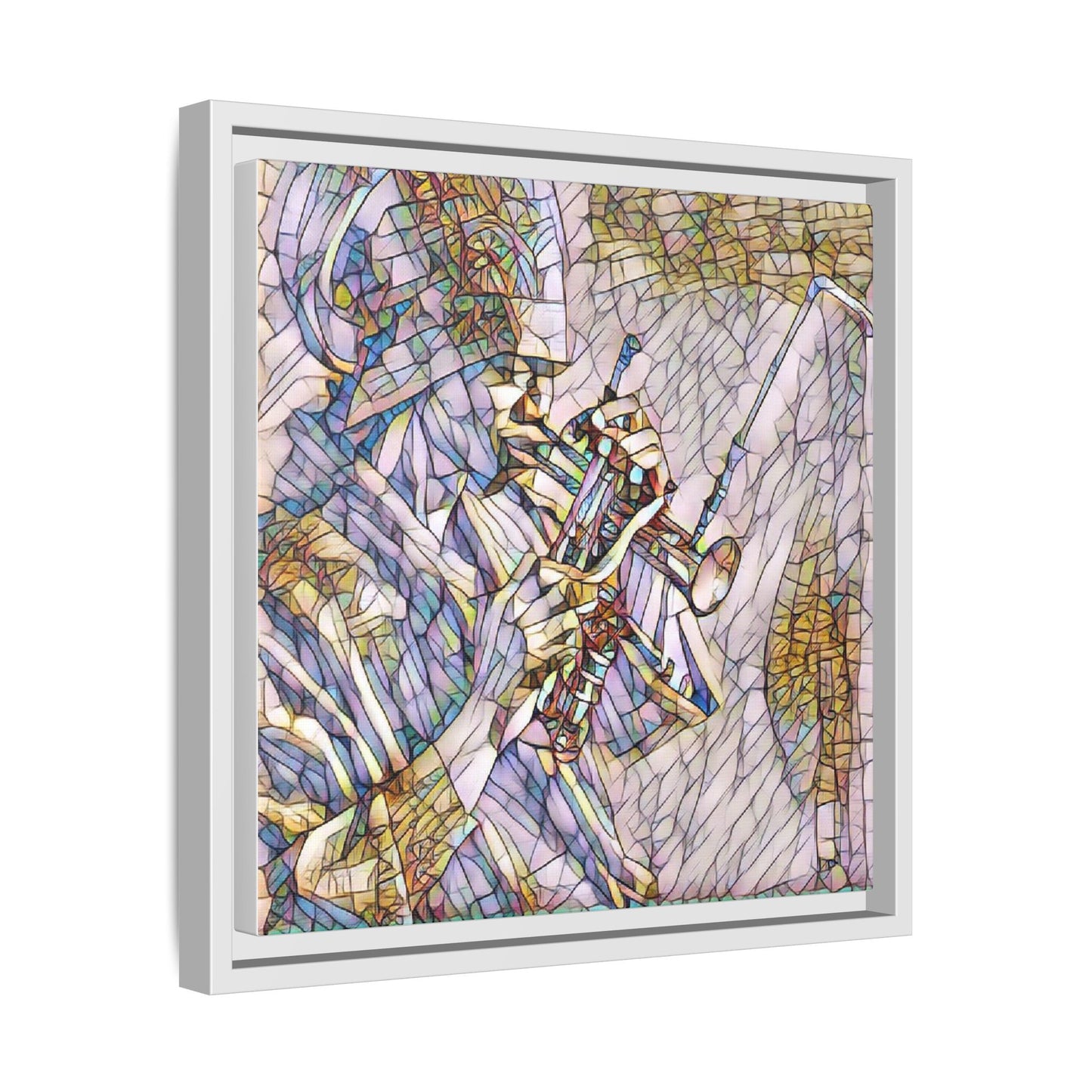 Framed Abstract Trumpet Player Matte Canvas Art