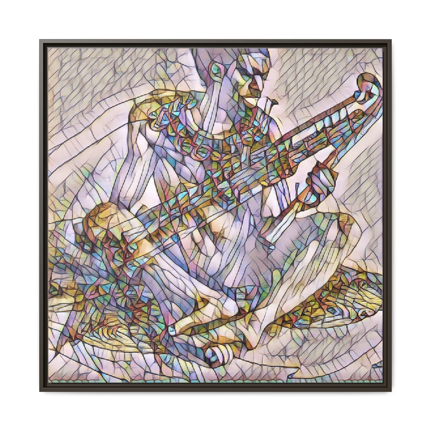 Framed Abstract Musician Canvas Art — Multicolor Modern Wall Decor