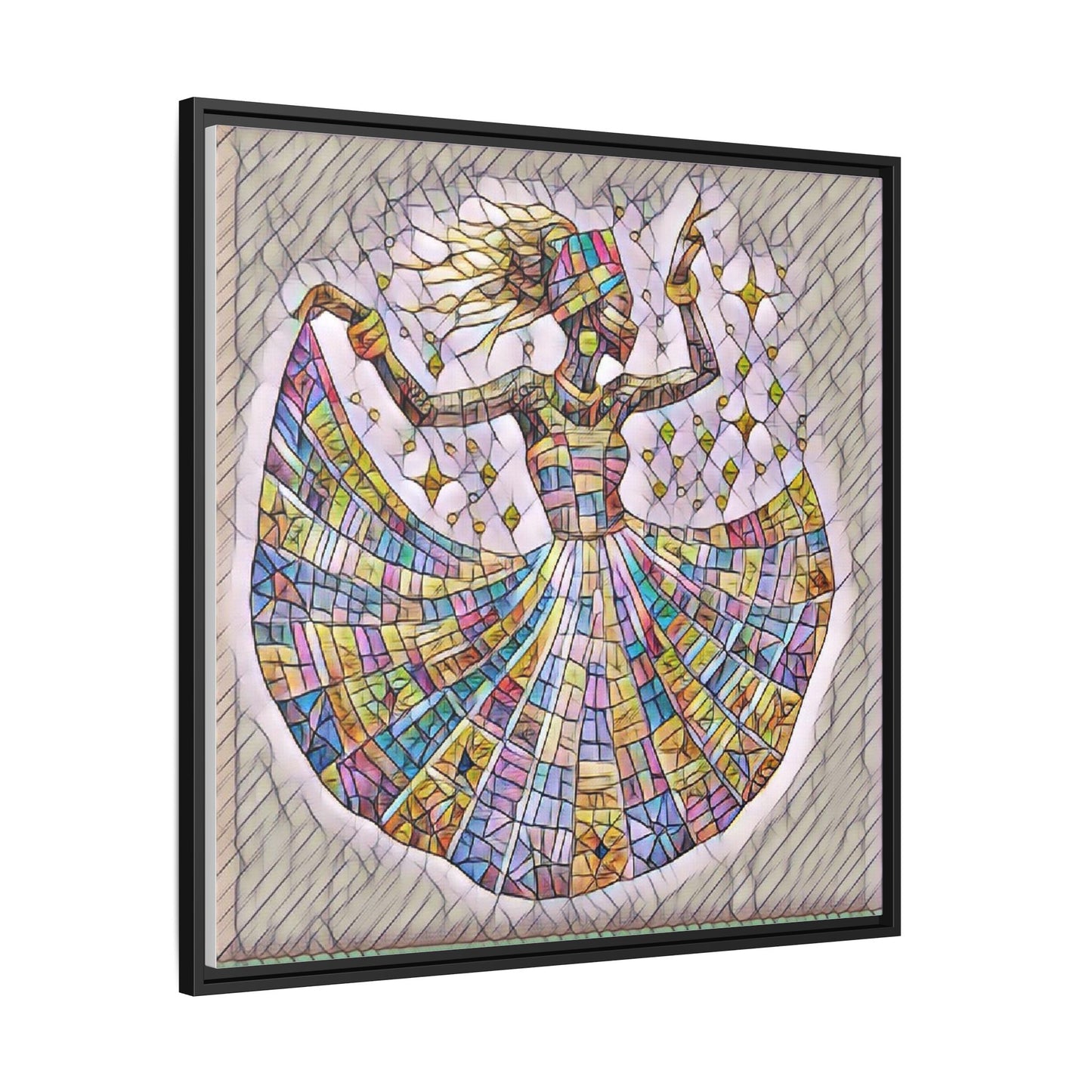 Colorful Mosaic Dance Framed Canvas Art