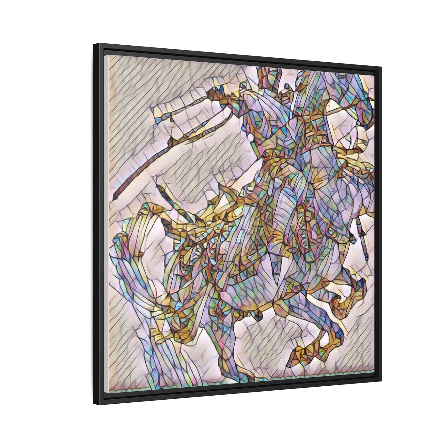 Framed Abstract Stained-Glass Horse Canvas