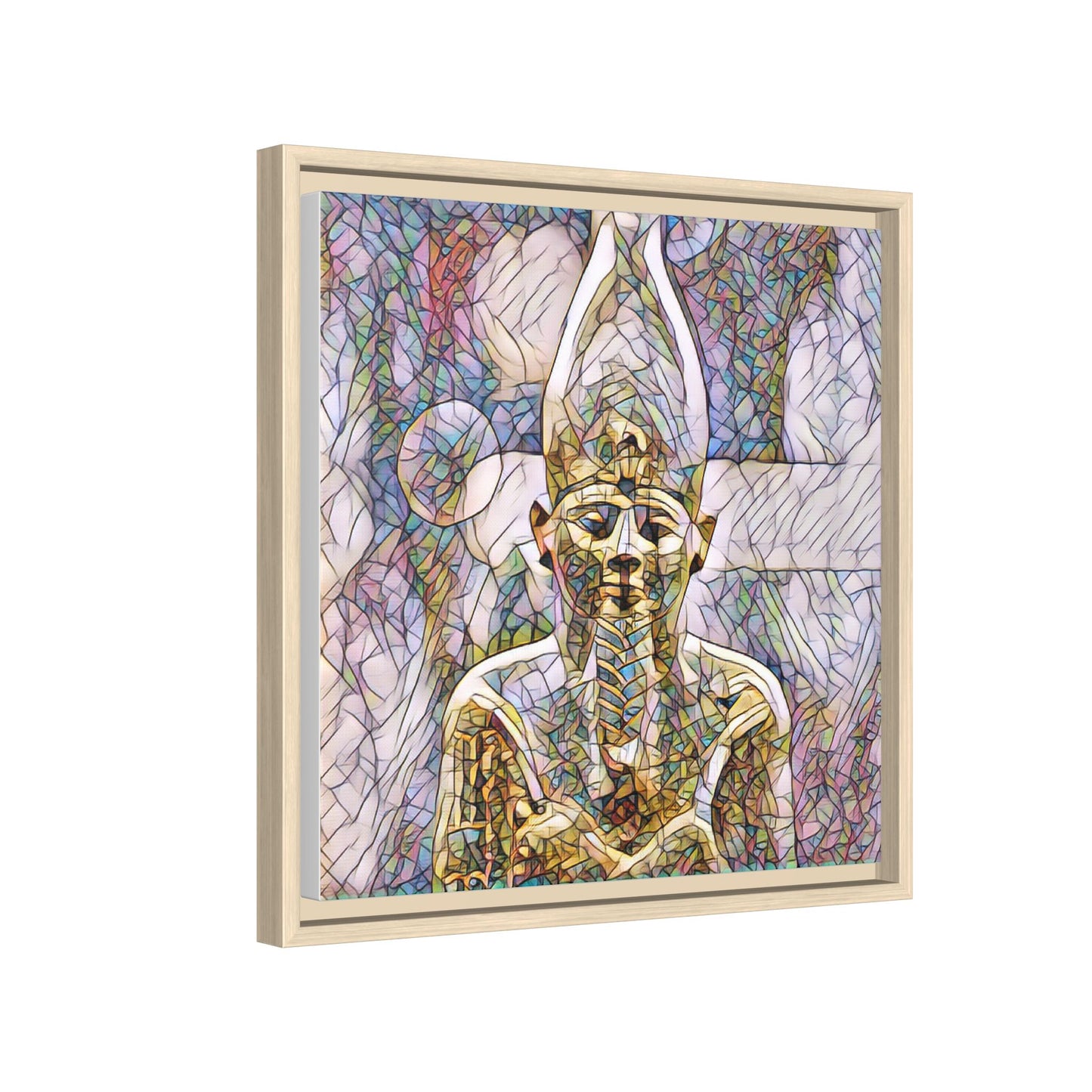 Egyptian Pharaoh Stained-Glass Style Matte Canvas Print, Framed