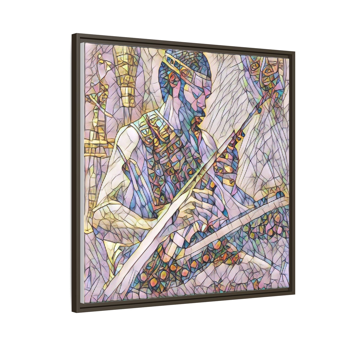 Framed Matte Canvas — Abstract Musician Stained-Glass Art Print