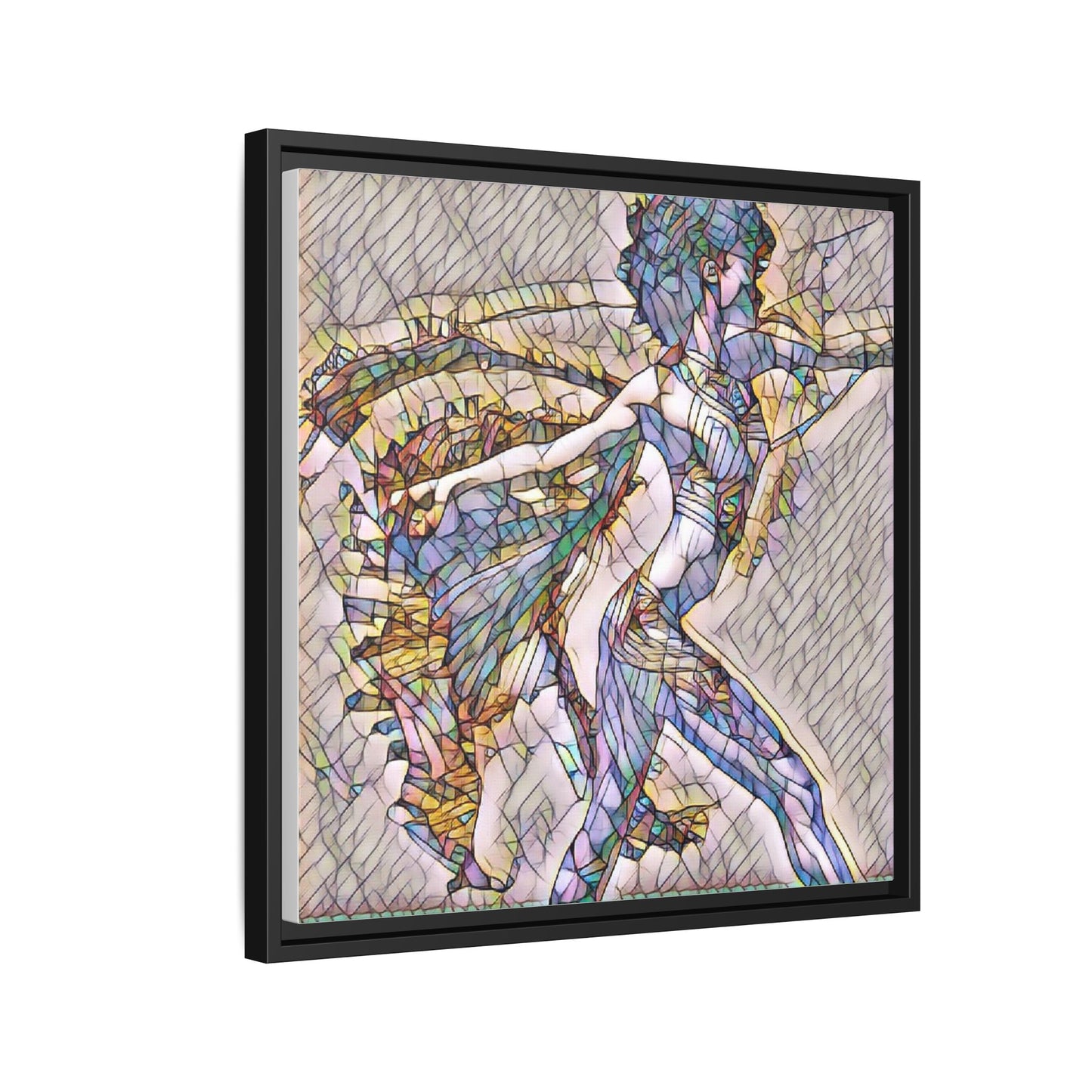 Abstract Stained-Glass Dancer Framed Canvas Art