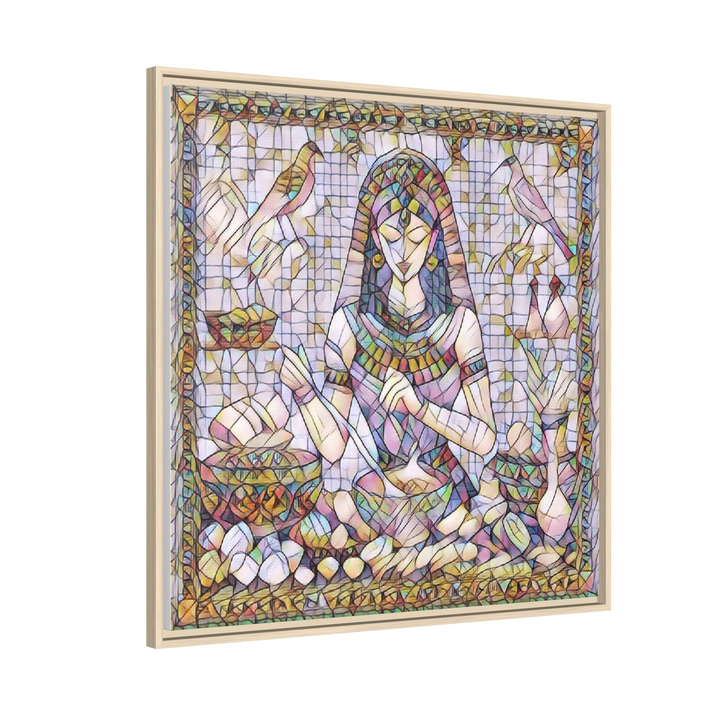 Egyptian Goddess Mosaic Framed Canvas Art