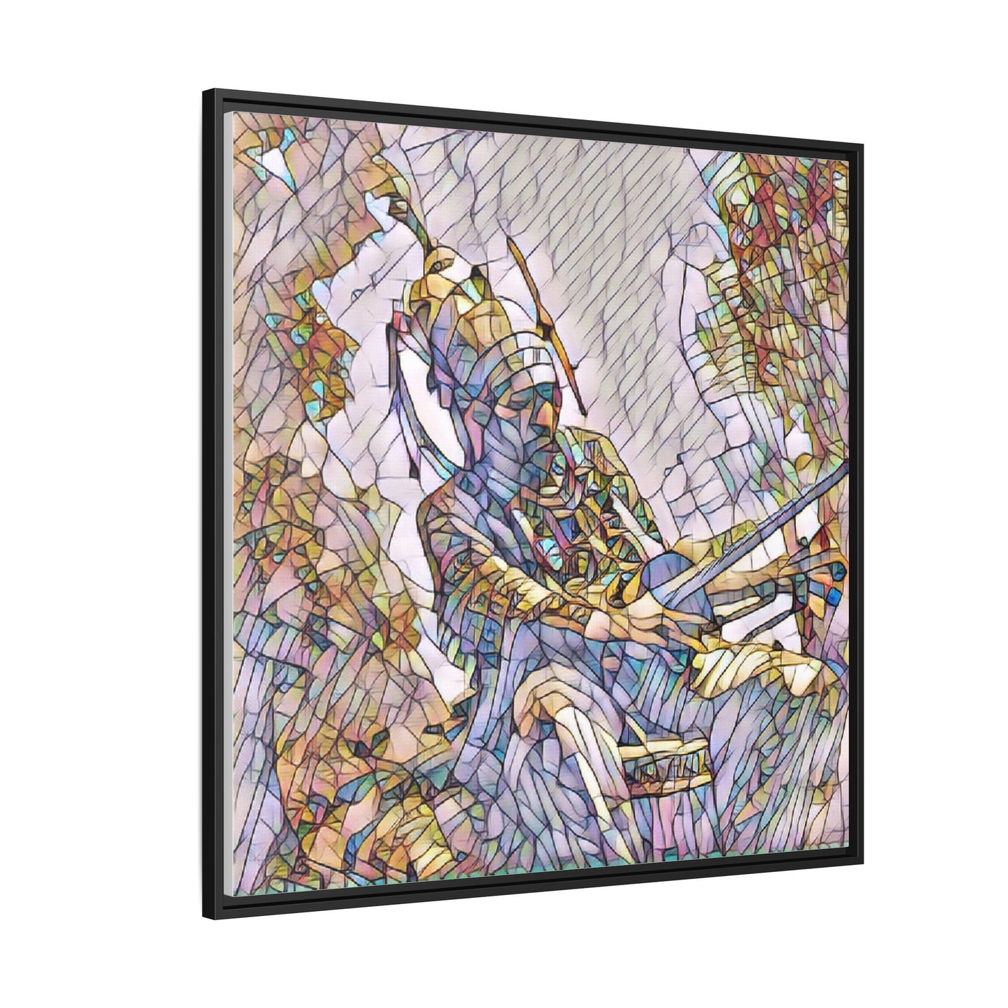 Framed Archery Canvas Print — Stained-Glass Archer Wall Art