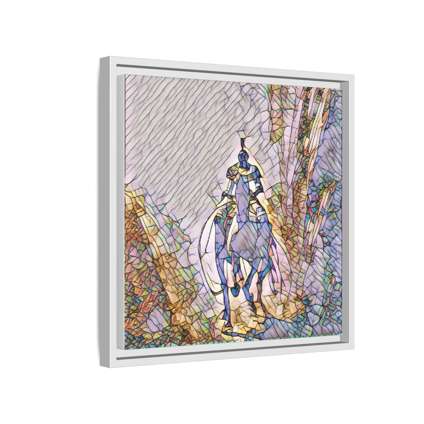 Stained-Glass Knight Matte Framed Canvas Wall Art