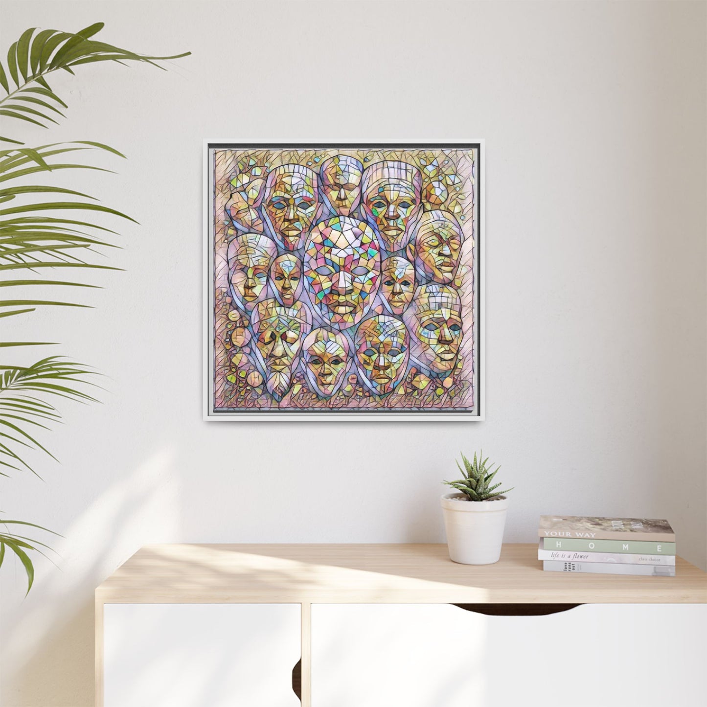 Framed Art Print — Mosaic Faces Matte Canvas