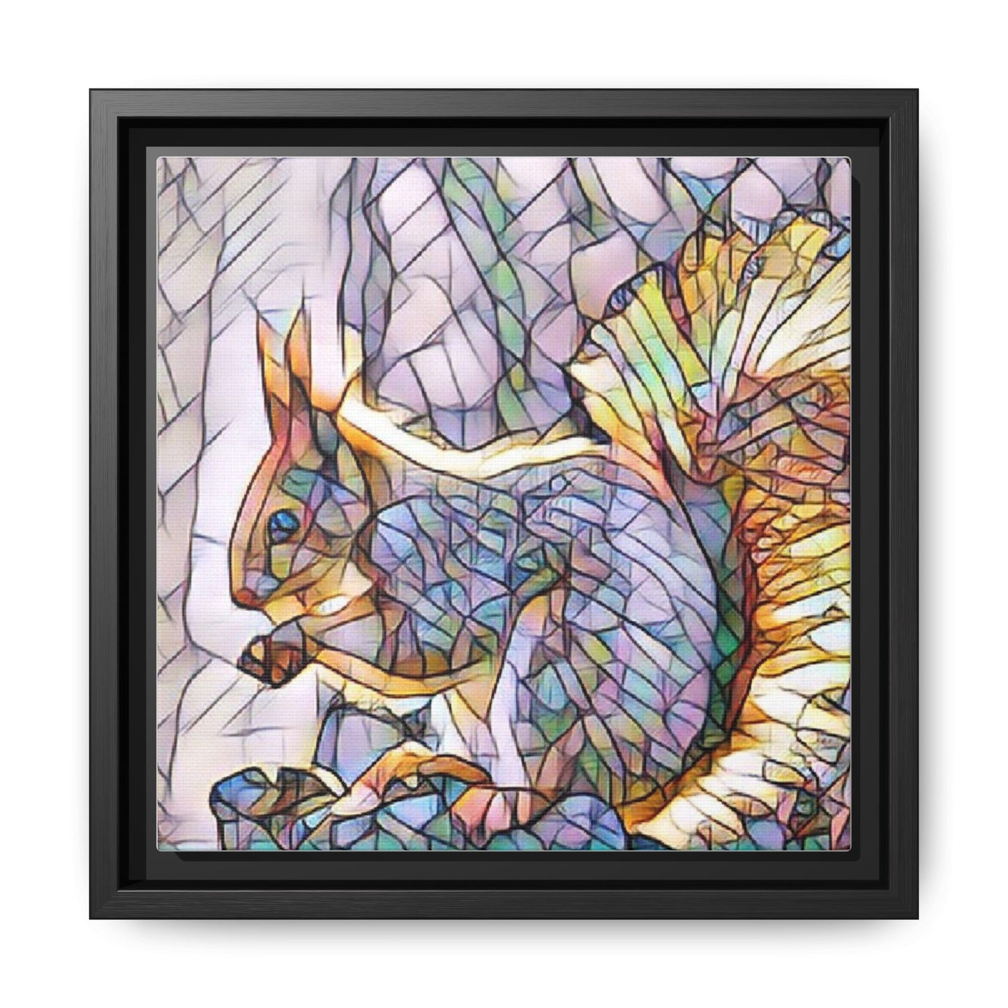 Framed Squirrel Mosaic Matte Canvas Wall Art
