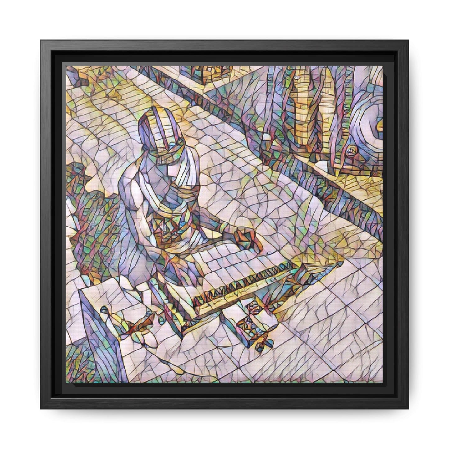 Abstract DJ Skateboarder Matte Framed Canvas – Colorful Urban Music Art Print