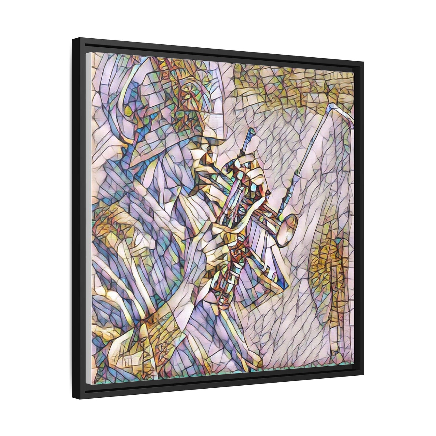Framed Abstract Trumpet Player Matte Canvas Art