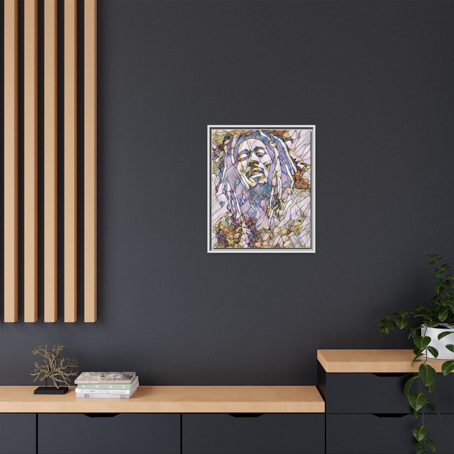 Abstract Multicolor Portrait Matte Canvas Framed Wall Art