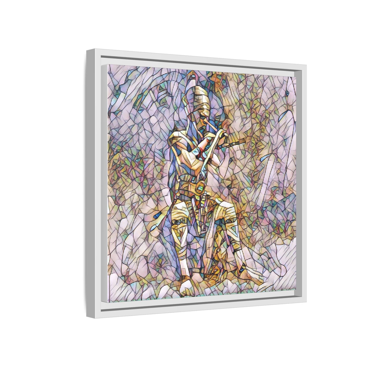 Framed Matte Canvas - Stained Glass Knight Artwork
