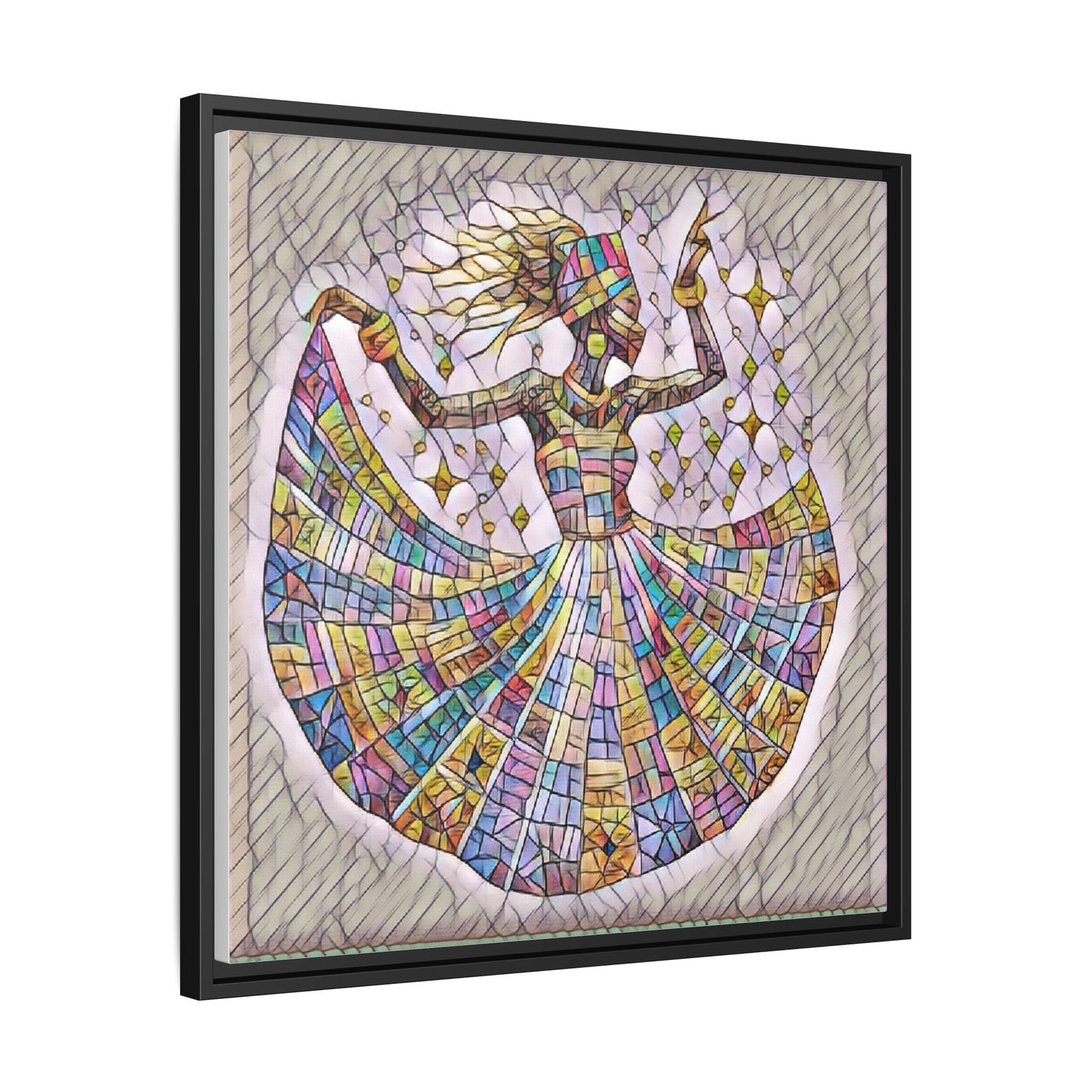 Colorful Mosaic Dance Framed Canvas Art
