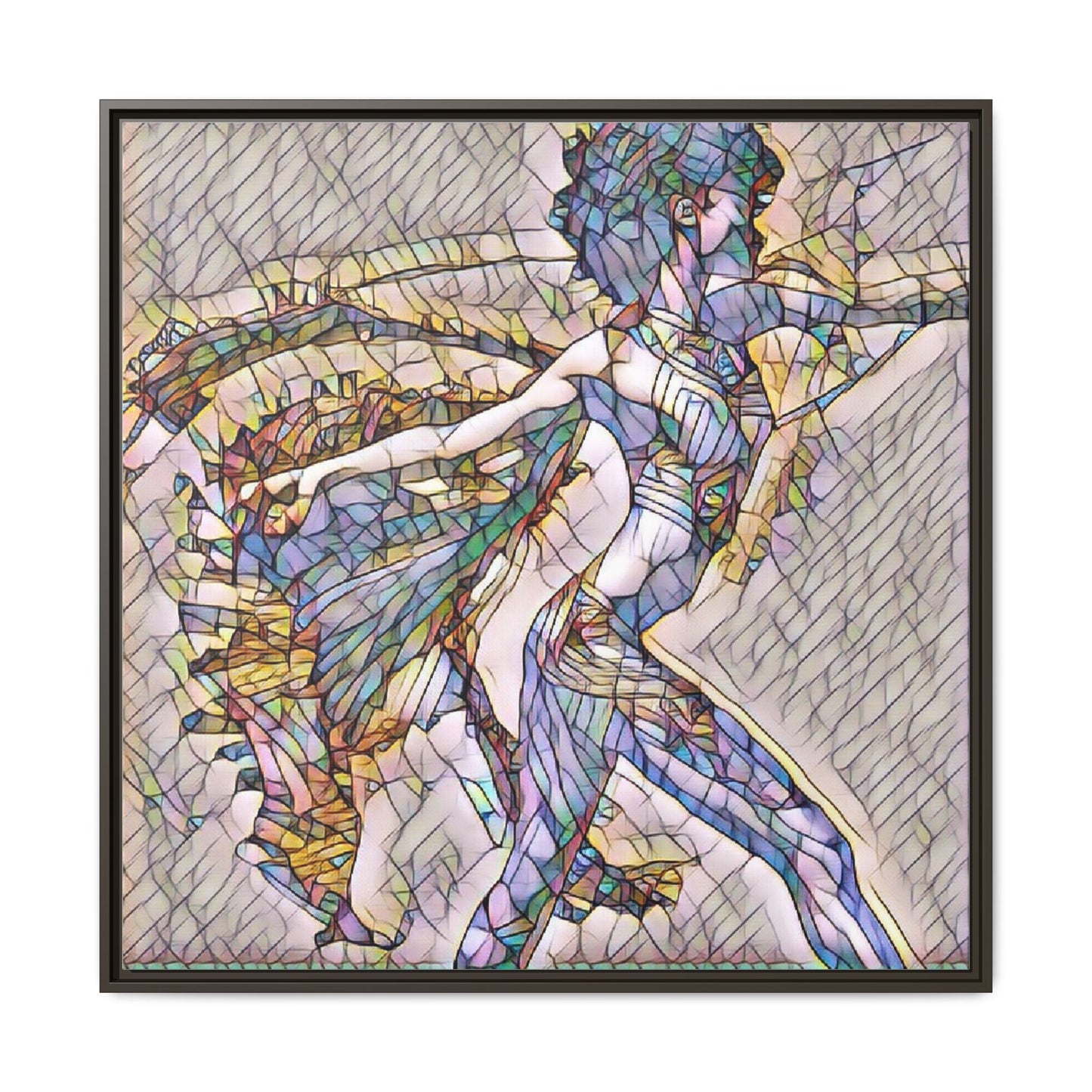 Abstract Stained-Glass Dancer Framed Canvas Art
