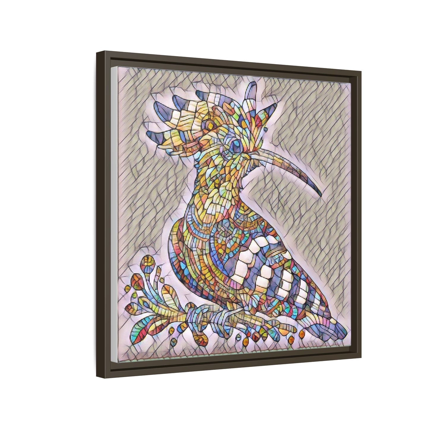 Colorful Mosaic Bird Matte Framed Canvas Wall Art