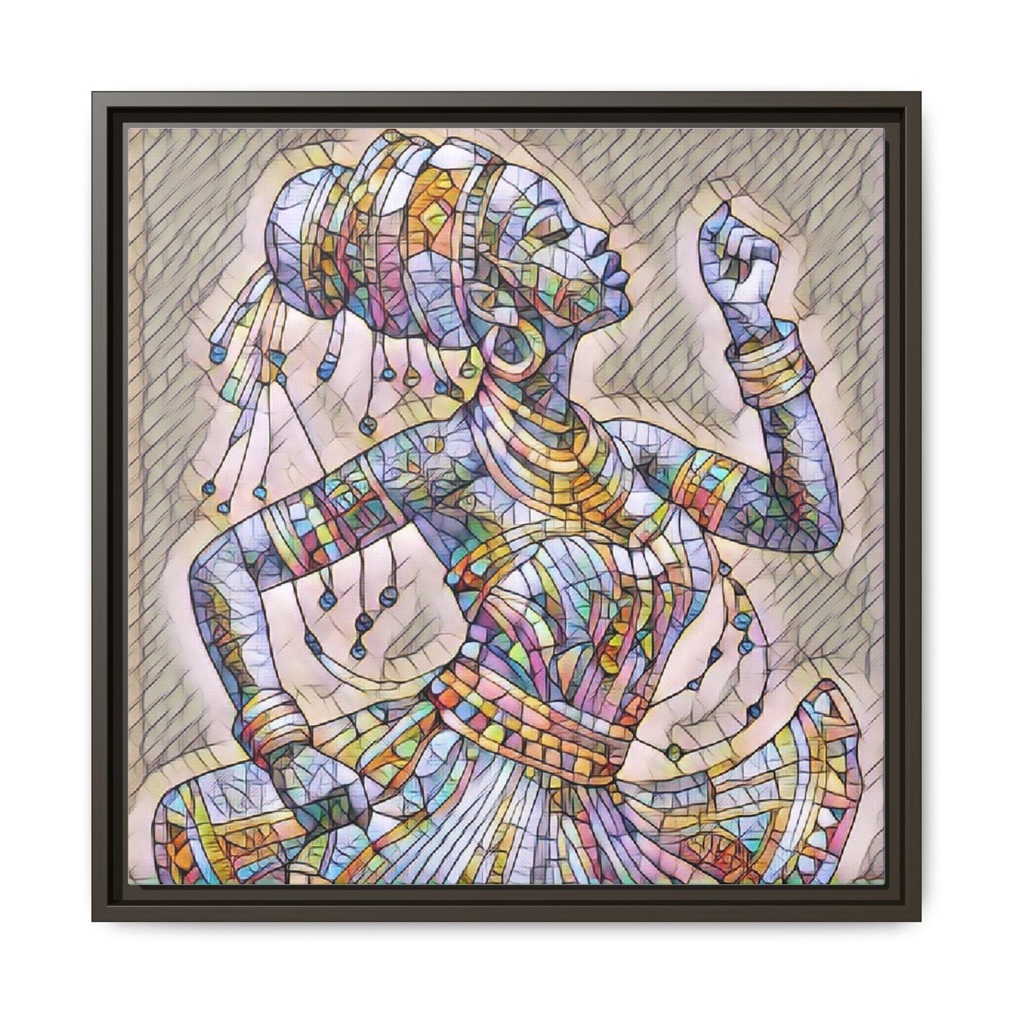 Framed Canvas Art — Colorful Mosaic Dancer