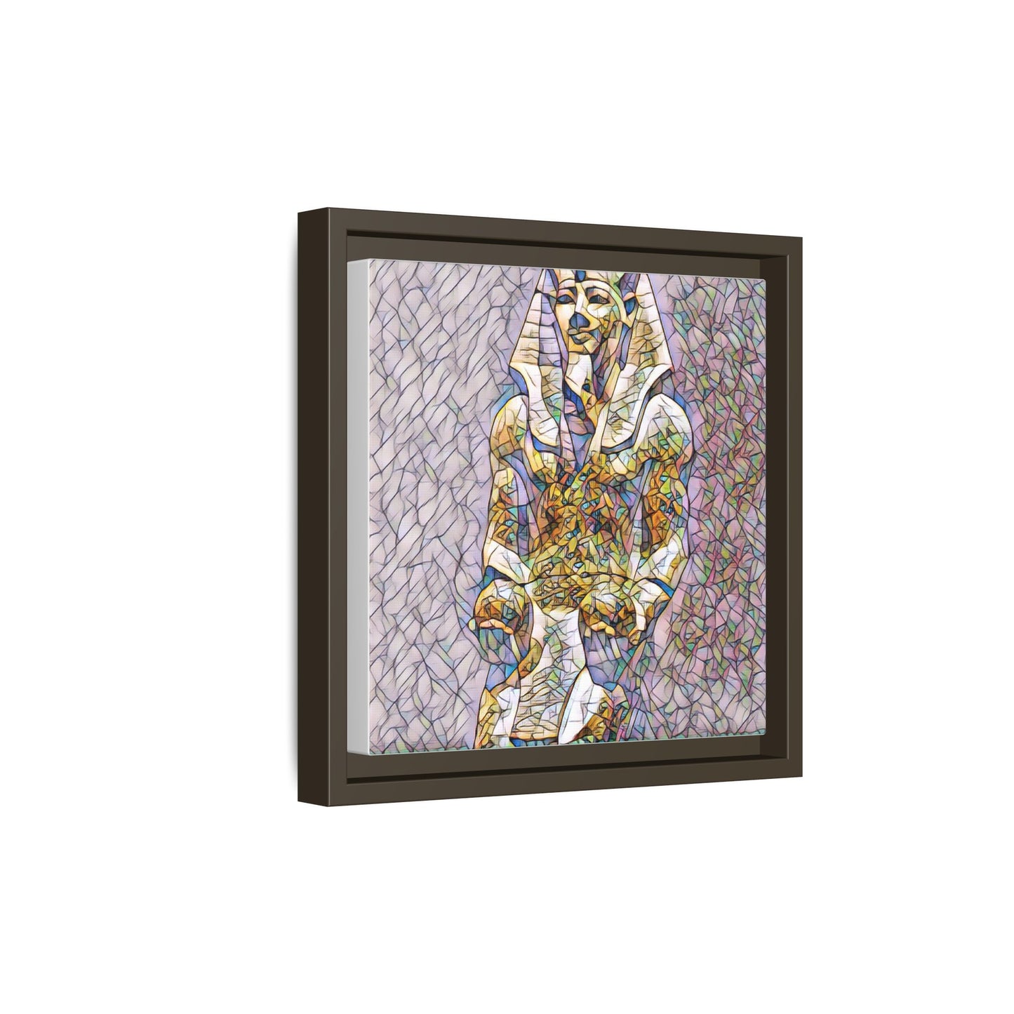 Framed Abstract Pharaoh Matte Canvas Wall Art — Multicolor Egyptian Statue Print