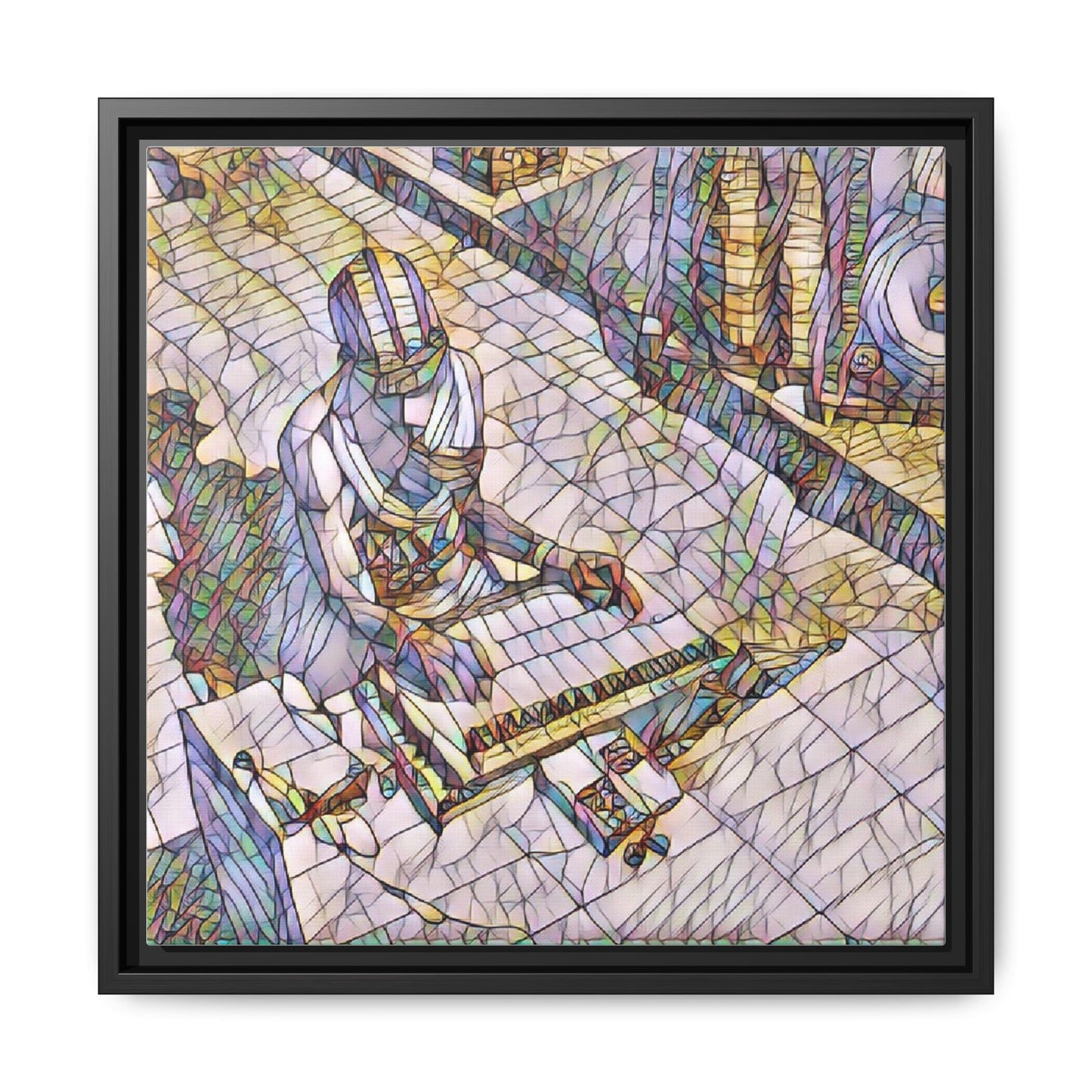 Abstract DJ Skateboarder Matte Framed Canvas – Colorful Urban Music Art Print