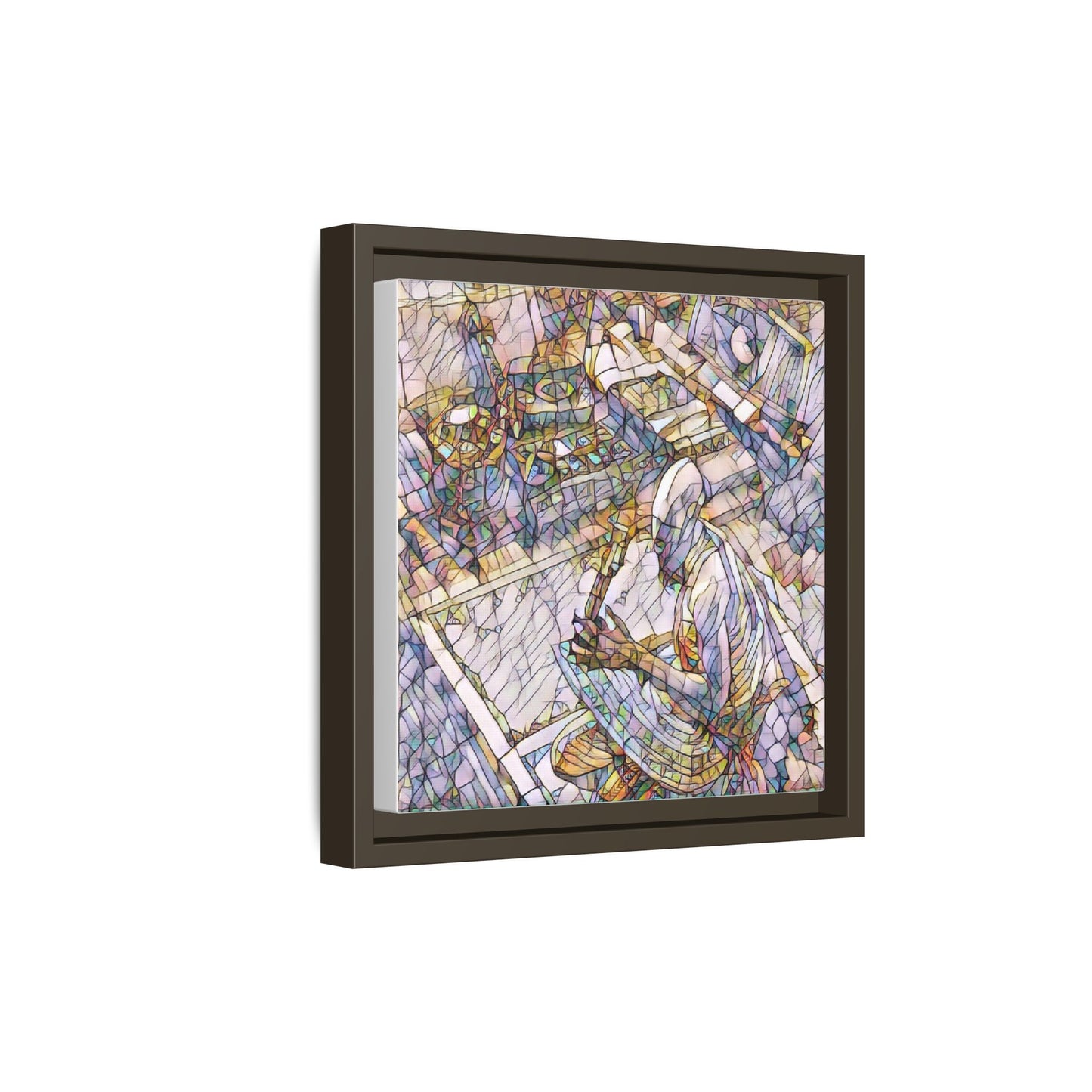 Stained-Glass DJ Matte Canvas Print (Framed) — Colorful Music Room Wall Art