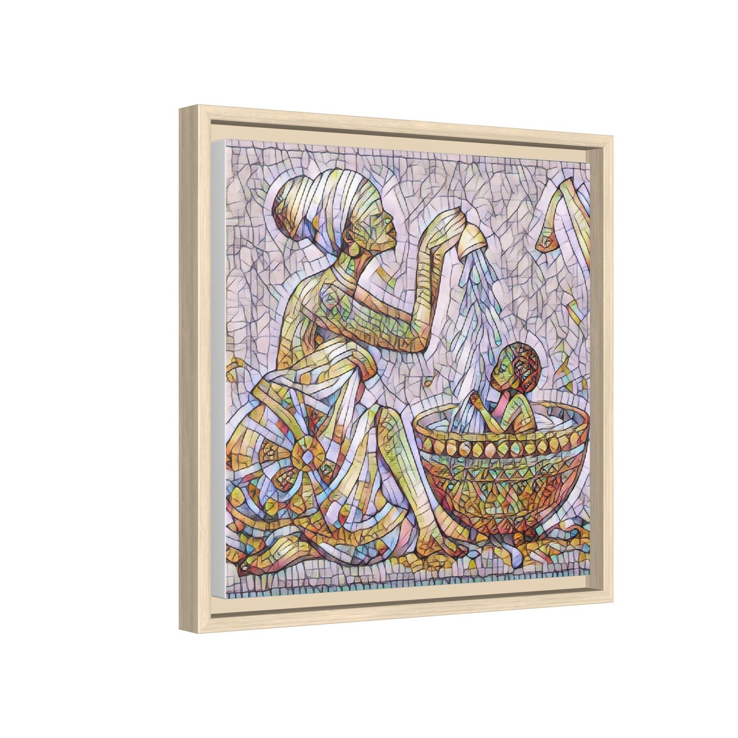 African Mother and Child Mosaic Matte Canvas (Framed)