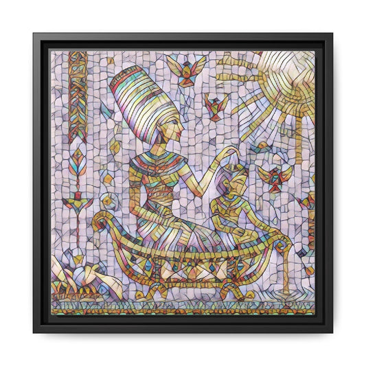 Framed Egyptian Mosaic Canvas Art — Nile Queen & Child Wall Decor