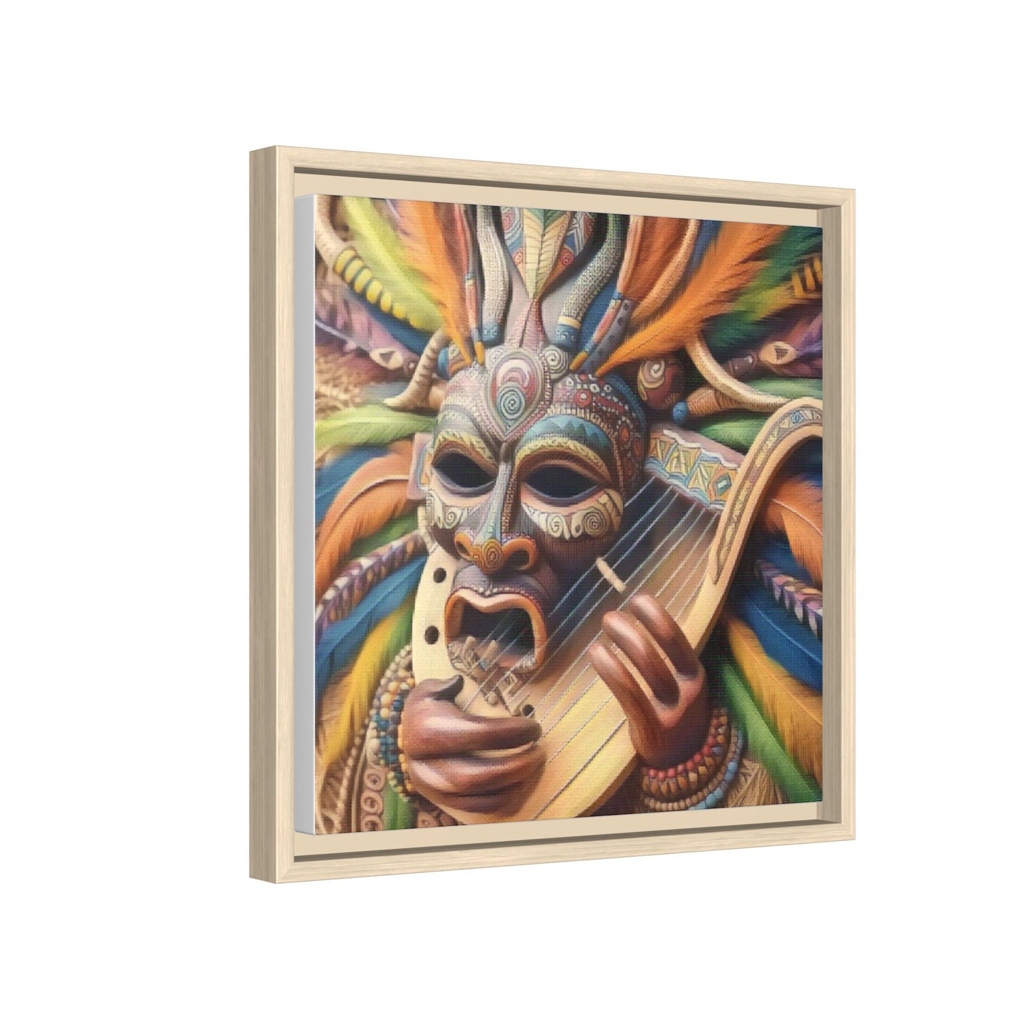 Colorful Tribal Mask Canvas — Framed Matte Wall Art