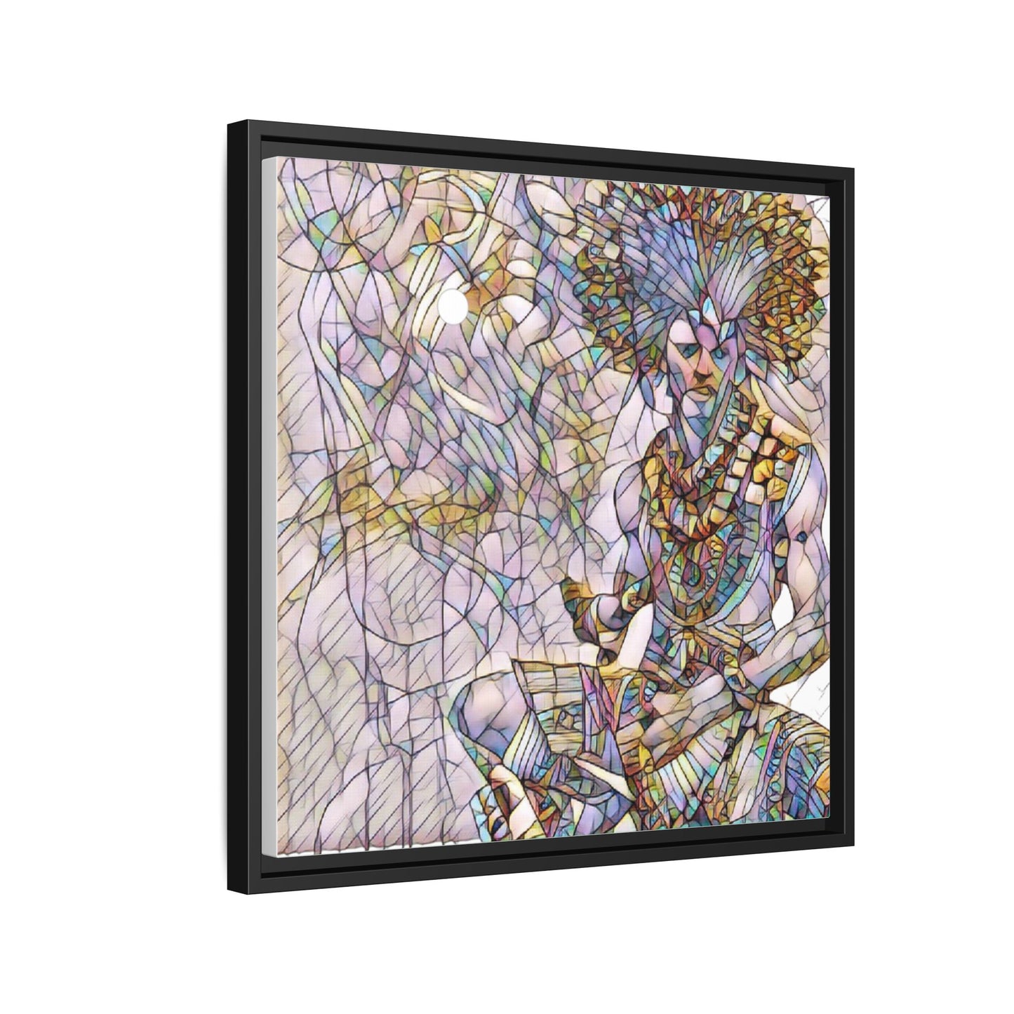 Framed Matte Canvas Art — Colorful Tribal Warrior Illustration