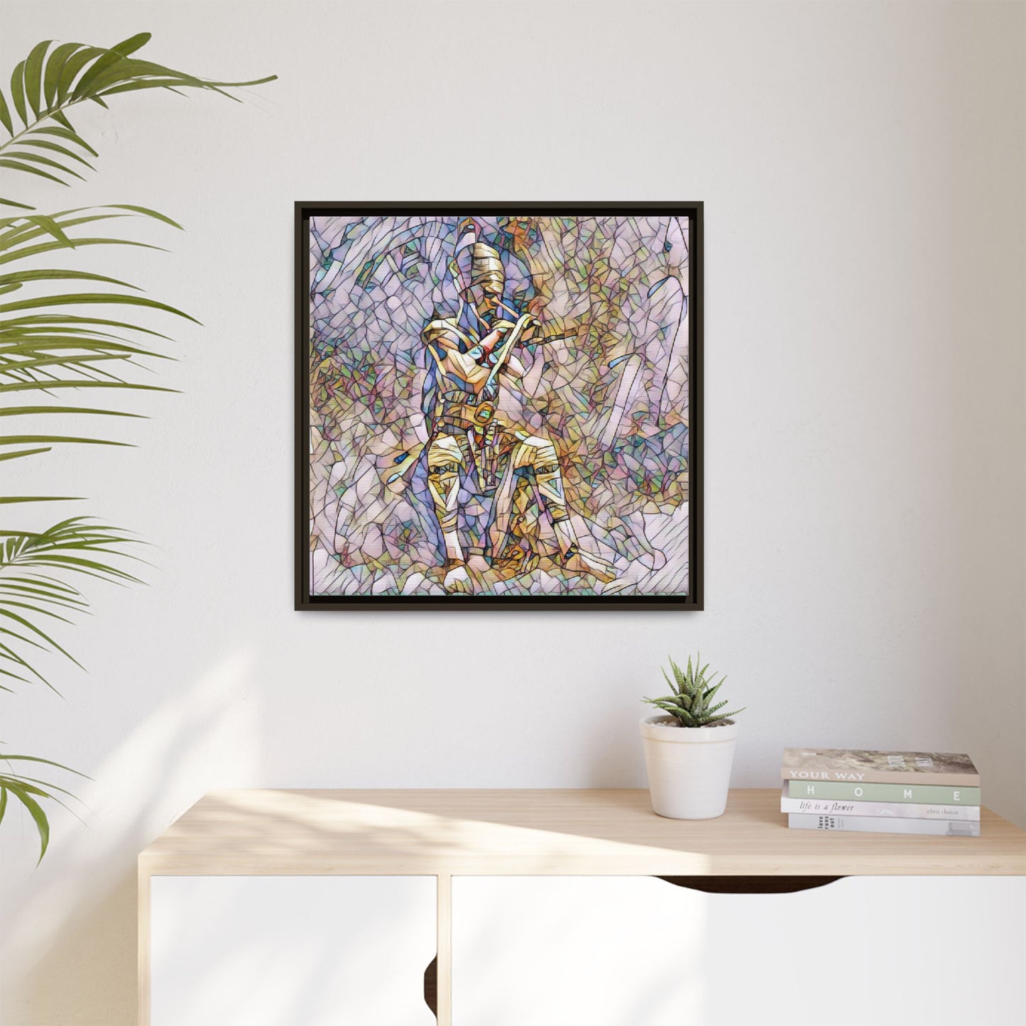 Framed Matte Canvas - Stained Glass Knight Artwork