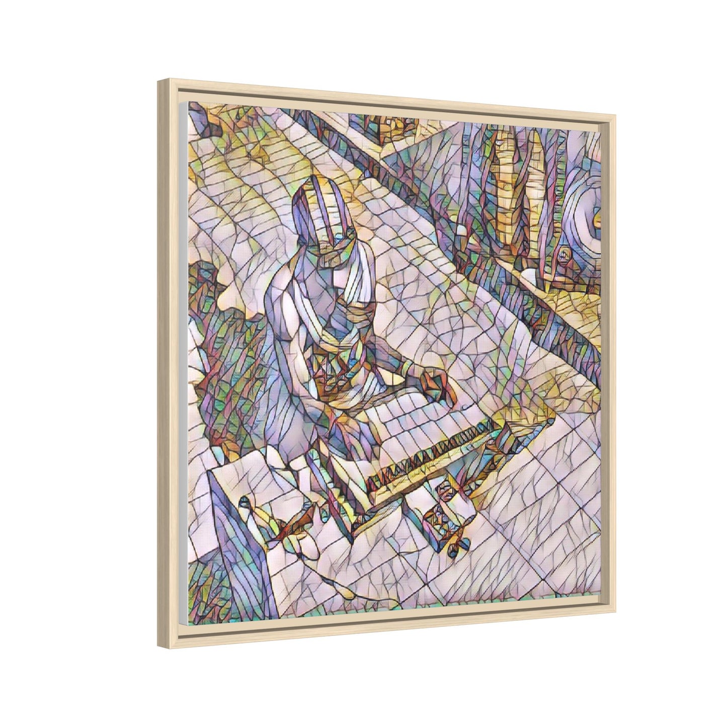 Abstract DJ Skateboarder Matte Framed Canvas – Colorful Urban Music Art Print