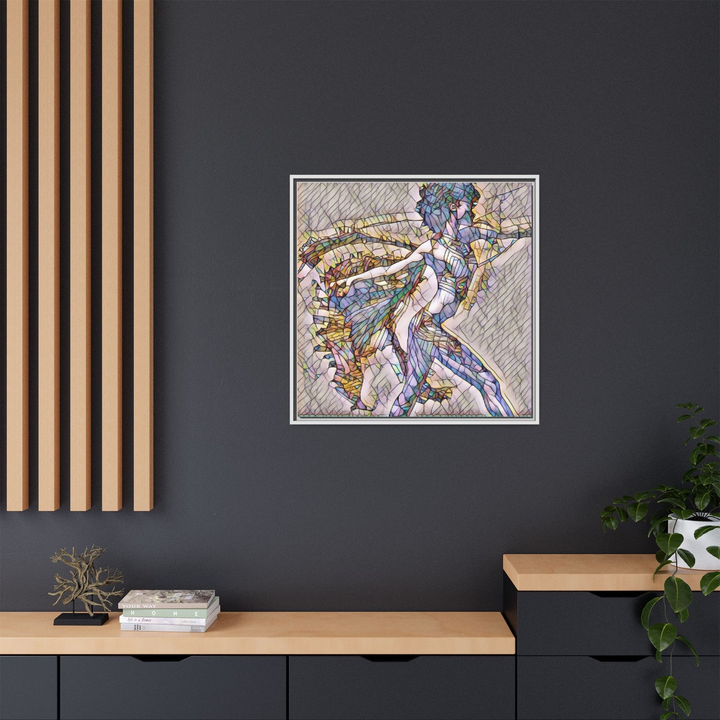 Abstract Stained-Glass Dancer Framed Canvas Art